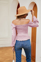 Load image into Gallery viewer, Smocked Off-Shoulder Ruffle Hem Blouse
