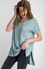 Load image into Gallery viewer, V NECK BASIC HIGH-LOW HEM TOP
