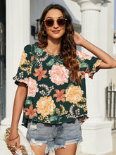 Load image into Gallery viewer, Floral Ruffled Flounce Sleeve Blouse
