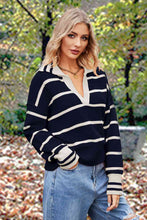 Load image into Gallery viewer, Striped Collared Long Sleeve Sweater
