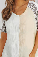 Load image into Gallery viewer, Leopard Color Block V-Neck Top
