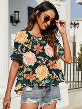 Load image into Gallery viewer, Floral Ruffled Flounce Sleeve Blouse
