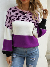 Load image into Gallery viewer, Color Block Round Neck Sweater
