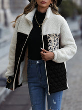 Load image into Gallery viewer, Leopard Color Block Zip-Up Jacket
