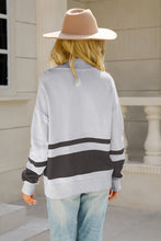 Load image into Gallery viewer, Two-Tone Long Sleeve Zip-Up Knit Top
