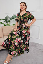 Load image into Gallery viewer, Plus Size Printed Surplice Short Sleeve Maxi Dress
