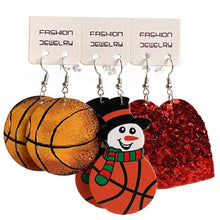 Load image into Gallery viewer, Snowman, Ball, and Heart Earrings Set
