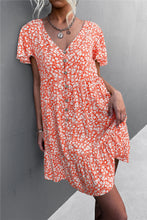 Load image into Gallery viewer, Floral Buttoned V-Neck Flutter Sleeve Dress
