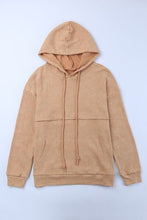 Load image into Gallery viewer, Waffle-Knit Drawstring Kangaroo Pocket Hoodie
