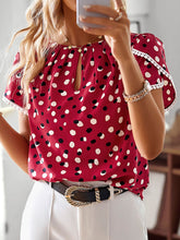 Load image into Gallery viewer, Printed Petal Sleeve Round Neck Blouse

