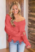 Load image into Gallery viewer, Frayed Hem Dropped Shoulder Sweater
