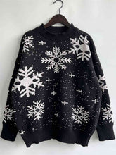 Load image into Gallery viewer, Snowflake Pattern Dropped Shoulder Sweater
