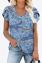 Load image into Gallery viewer, Printed Petal Sleeve V-Neck Blouse
