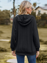 Load image into Gallery viewer, Cable-Knit Zip-Up Hooded Blouse
