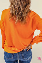 Load image into Gallery viewer, Round Neck Dropped Shoulder Pumpkin Graphic Sweatshirt
