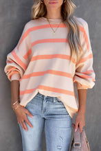 Load image into Gallery viewer, Striped Round Neck Dropped Shoulder Sweatshirt
