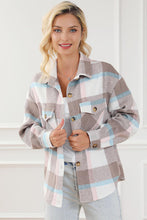 Load image into Gallery viewer, Pocketed Plaid Collared Neck Jacket
