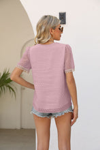 Load image into Gallery viewer, Contrast V-Neck Swiss Dot Top
