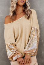 Load image into Gallery viewer, Sequin Waffle-Knit Blouse
