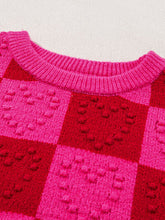 Load image into Gallery viewer, Plaid Heart Round Neck Sweater
