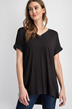 Load image into Gallery viewer, V NECK BASIC HIGH-LOW HEM TOP
