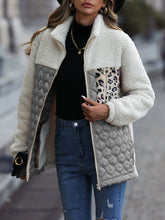 Load image into Gallery viewer, Leopard Color Block Zip-Up Jacket
