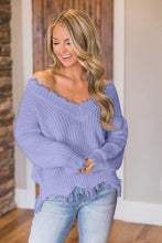 Load image into Gallery viewer, Frayed Hem Dropped Shoulder Sweater
