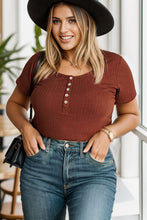 Load image into Gallery viewer, Plus Size Half Button Short Sleeve T-Shirt
