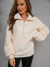 Load image into Gallery viewer, Half Zip Dropped Shoulder Sweater
