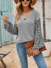 Load image into Gallery viewer, Leopard Crisscross V-Neck Sweater
