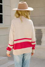 Load image into Gallery viewer, Two-Tone Long Sleeve Zip-Up Knit Top
