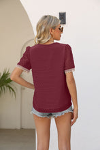 Load image into Gallery viewer, Contrast V-Neck Swiss Dot Top
