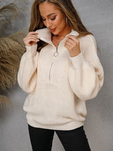 Load image into Gallery viewer, Half Zip Dropped Shoulder Sweater
