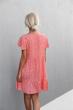 Load image into Gallery viewer, Floral Buttoned V-Neck Flutter Sleeve Dress
