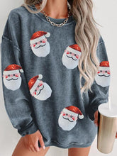 Load image into Gallery viewer, Sequin Santa Patch Ribbed Sweatshirt
