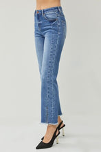 Load image into Gallery viewer, RISEN High Waist Raw Hem Slit Straight Jeans
