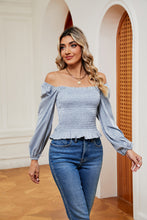 Load image into Gallery viewer, Smocked Off-Shoulder Ruffle Hem Blouse
