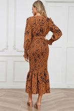 Load image into Gallery viewer, Printed V-Neck Smocked Midi Dress
