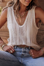 Load image into Gallery viewer, Crochet Deep V Openwork Tank
