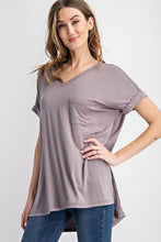 Load image into Gallery viewer, V NECK BASIC HIGH-LOW HEM TOP
