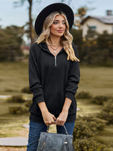 Load image into Gallery viewer, Cable-Knit Zip-Up Hooded Blouse
