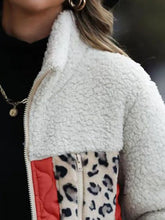 Load image into Gallery viewer, Leopard Color Block Zip-Up Jacket
