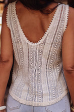 Load image into Gallery viewer, Crochet Deep V Openwork Tank
