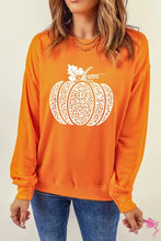 Load image into Gallery viewer, Round Neck Dropped Shoulder Pumpkin Graphic Sweatshirt
