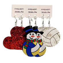 Load image into Gallery viewer, Snowman, Ball, and Heart Earrings Set
