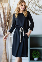 Load image into Gallery viewer, Reborn J Drawstring Waist Long Sleeve Tee Dress
