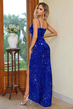 Load image into Gallery viewer, Party Sequin Slit Spaghetti Strap Dress
