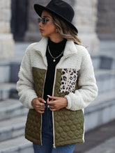 Load image into Gallery viewer, Leopard Color Block Zip-Up Jacket
