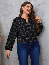 Load image into Gallery viewer, Plus Size Notched Neck Long Sleeve Blouse
