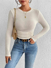 Load image into Gallery viewer, Round Neck Ruched Knit Top
